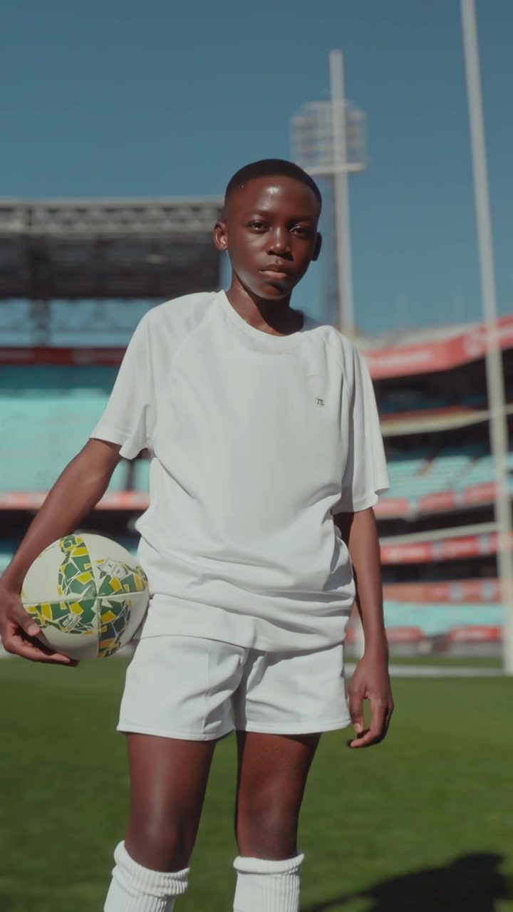 A young rugby player on the pitch at Loftus Versfeld