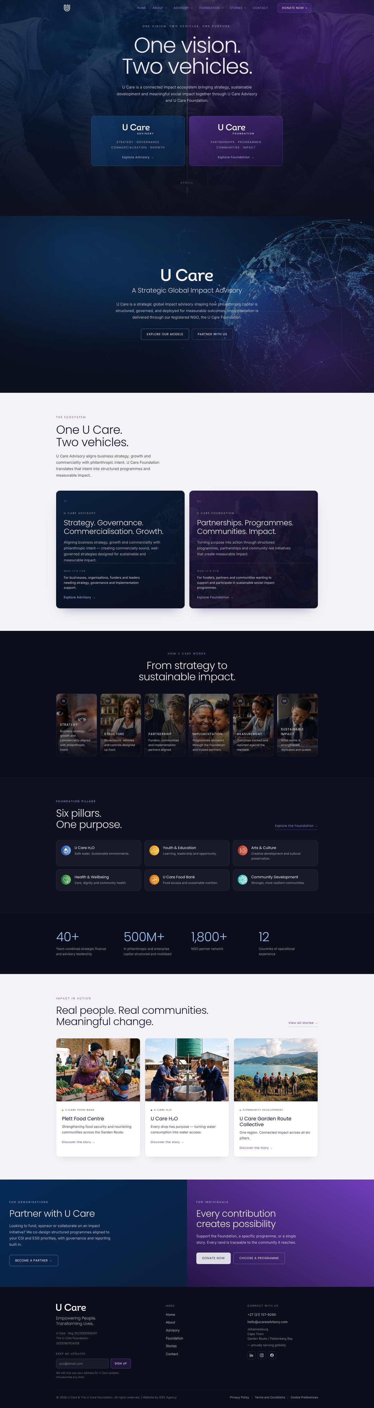 The U Care homepage at desktop width
